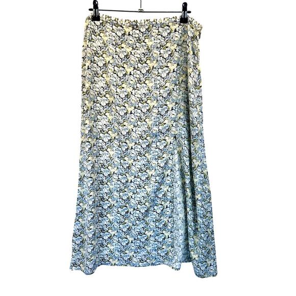 H&M 101255 Women Skirt Fairy Blue and White Side Zip Long Slit Coquette Size 10 - Picture 1 of 9